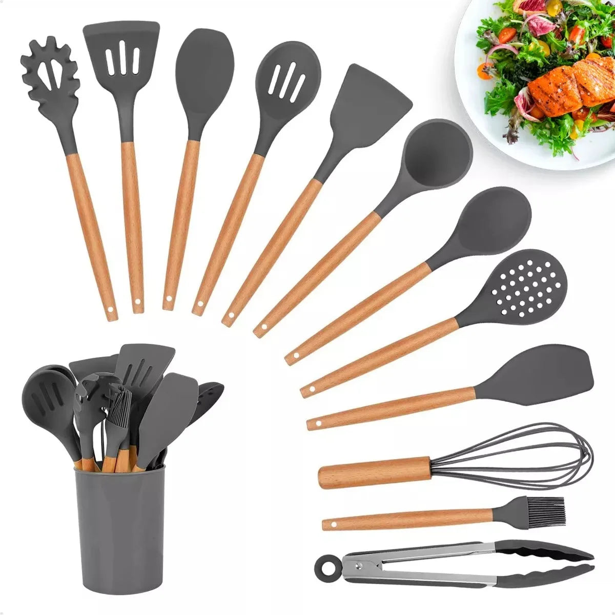 Kit de Espátulas de Silicone para Cozinha 11 Peças